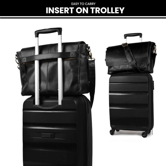 ⚡Leather Village Men & Women Black Vintage Leather Messenger Handmade Bag - Picture 7 of 8